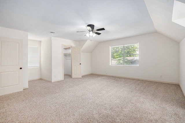 1605 30th St N, Texas City, TX 77590 - additional living space featuring vaulted ceiling, light colored carpet, and a ceiling fan