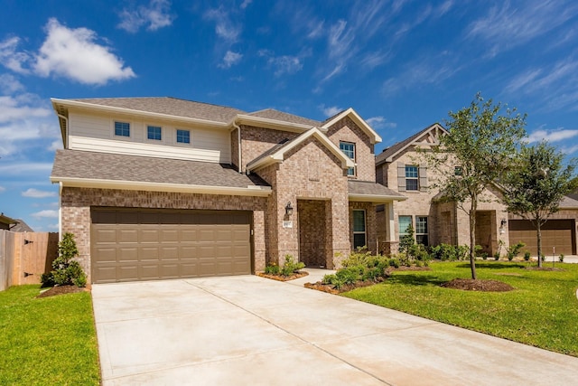 8506 Belfast Manor Ln, Richmond, TX 77407 - view of front of property with driveway, brick siding, roof with shingles, and a garage