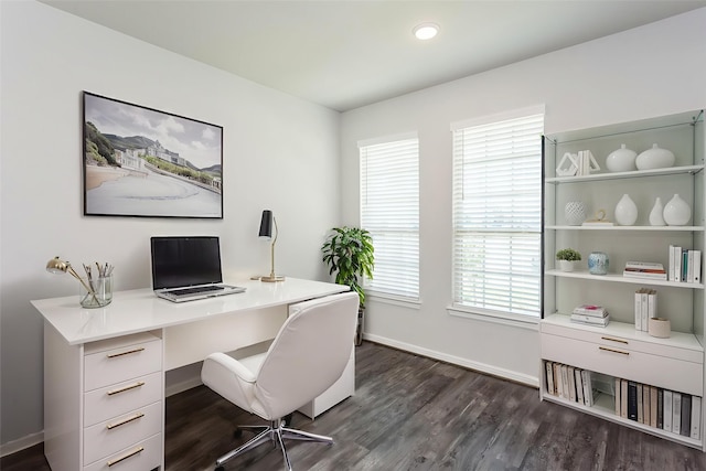 8506 Belfast Manor Ln, Richmond, TX 77407 - office space with dark wood-style floors and recessed lighting