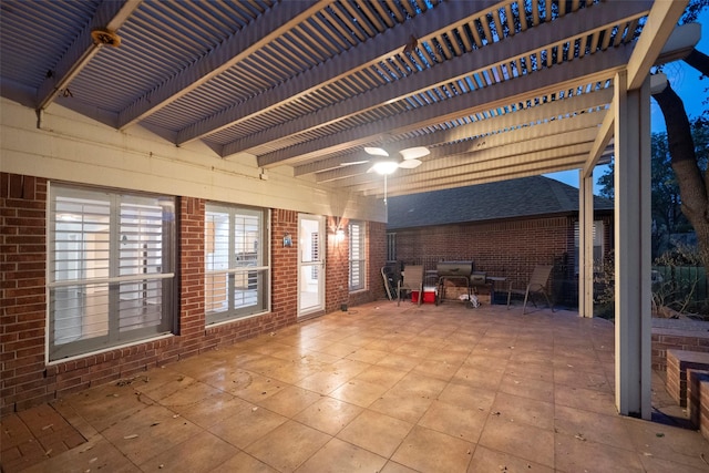 8014 Sports Haven Dr, Humble, TX 77346 - view of patio / terrace featuring a pergola, a ceiling fan, and outdoor dining space
