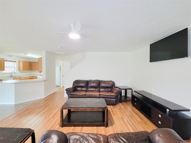 18403 Fair Grange Ln, Cypress, TX 77433 - living area with light wood finished floors and a ceiling fan