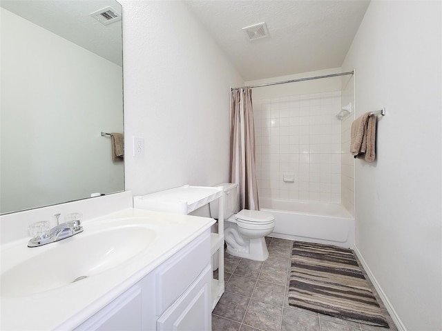 18403 Fair Grange Ln, Cypress, TX 77433 - bathroom featuring vanity, shower / bathtub combination with curtain, and tile patterned floors