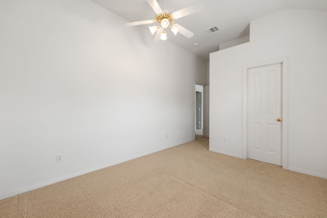 7615 Brae Acres Ct, Houston, TX 77074 - unfurnished bedroom featuring light colored carpet, high vaulted ceiling, and ceiling fan