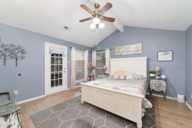 3060 High Plains Dr, Katy, TX 77449 - bedroom with wood finished floors, a ceiling fan, and access to outside