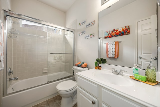 15110 Sierra Ridge Dr, Humble, TX 77396 - bathroom with vanity, shower / bath combination with glass door, and tile patterned floors