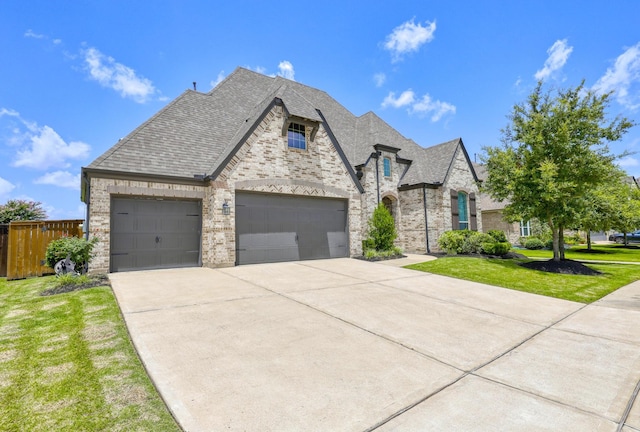 2607 Open Prairie Ln, Katy, TX 77493 - french country style house featuring driveway, brick siding, stone siding, and an attached garage