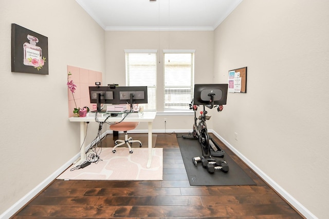 9430 Jayci Hills Ln, Cypress, TX 77433 - home office featuring wood finished floors and crown molding