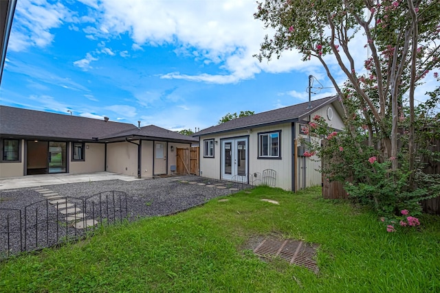 6206 San Felipe St, Houston, TX 77057 - rear view of house featuring french doors, a patio area, and an outdoor structure