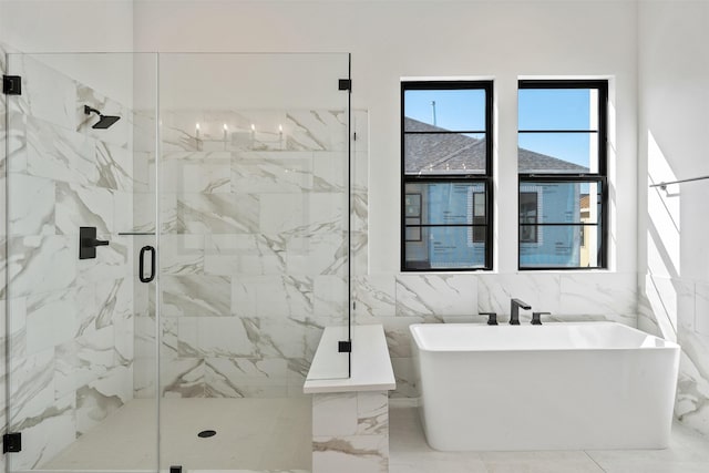 3223 Royal Oaks Hollow Ln, Houston, TX 77082 - bathroom with a freestanding bath and a marble finish shower