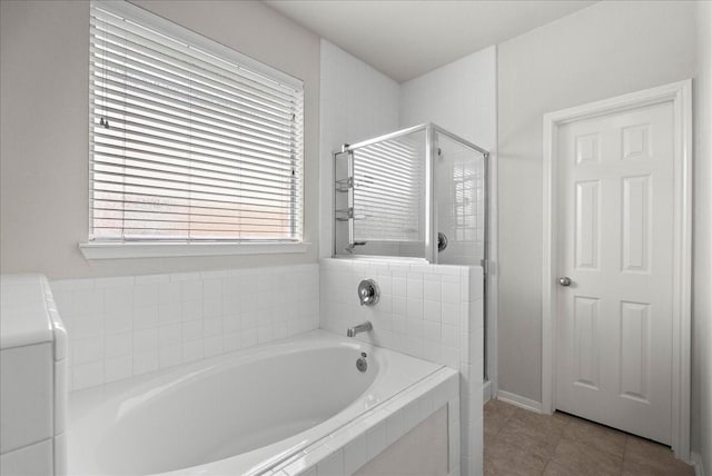621 Rocky Hollow Ln, League City, TX 77573 - full bathroom featuring a stall shower, a bath, and tile patterned floors
