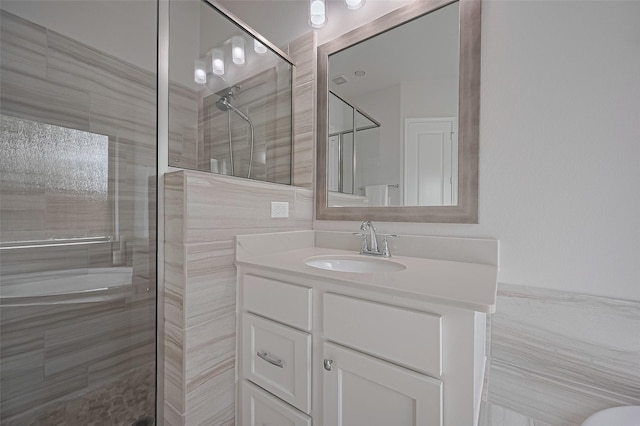 2430 Sunflower Cove Ln, Brookshire, TX 77423 - full bathroom featuring a stall shower and vanity