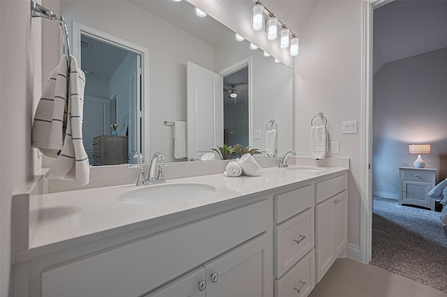 2430 Sunflower Cove Ln, Brookshire, TX 77423 - full bathroom featuring double vanity and tile patterned floors