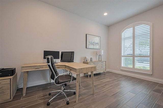 2430 Sunflower Cove Ln, Brookshire, TX 77423 - office with dark wood-style flooring and recessed lighting
