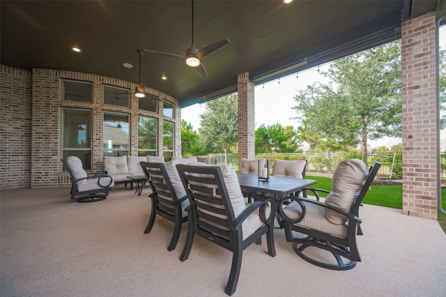 2430 Sunflower Cove Ln, Brookshire, TX 77423 - view of patio / terrace featuring ceiling fan and outdoor dining space