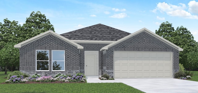 27219 Tulum Cv, Katy, TX 77493 - ranch-style home featuring brick siding, a garage, roof with shingles, and concrete driveway