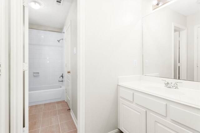 14015 Halprin Creek Dr, Cypress, TX 77429 - full bathroom with vanity, bathing tub / shower combination, and tile patterned flooring