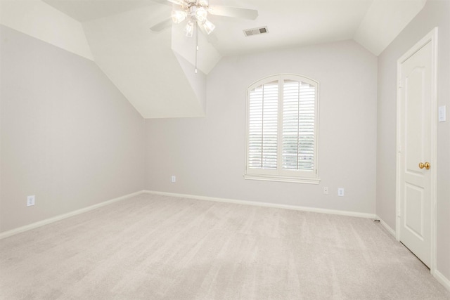 14015 Halprin Creek Dr, Cypress, TX 77429 - additional living space with ceiling fan, vaulted ceiling, and light carpet