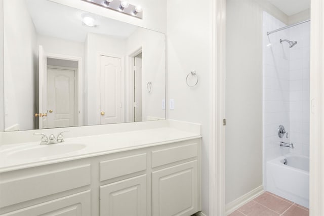 14015 Halprin Creek Dr, Cypress, TX 77429 - bathroom featuring vanity, shower / washtub combination, and tile patterned flooring
