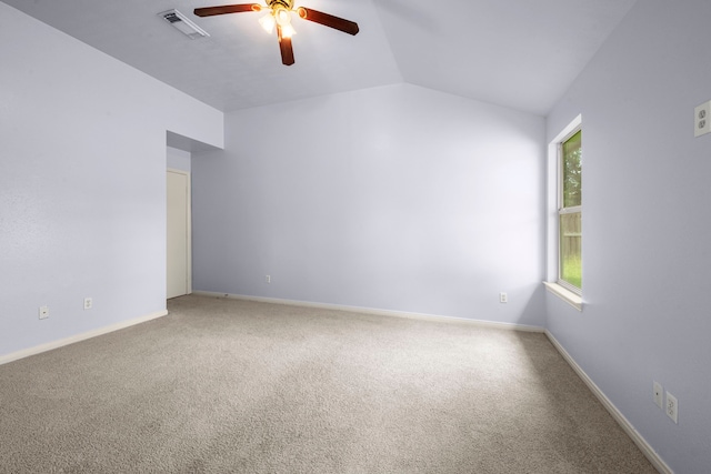 15819 Nutcracker Ct, Humble, TX 77396 - unfurnished room featuring a ceiling fan, carpet, and lofted ceiling