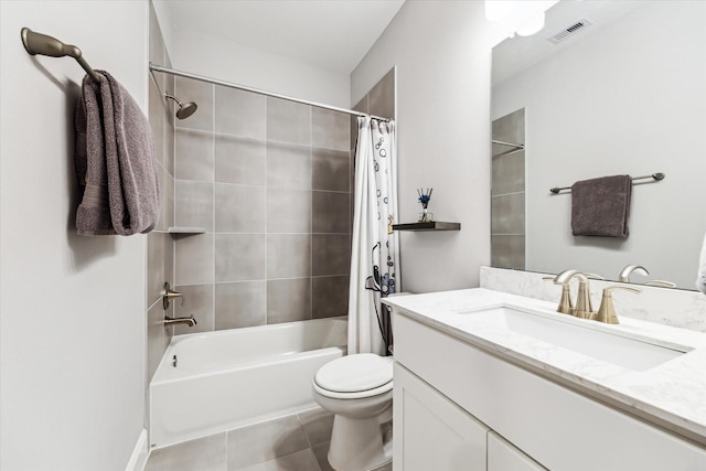 846 Dunleigh Meadows Ln, Houston, TX 77055 - full bathroom featuring vanity, shower / tub combo with curtain, and tile patterned flooring