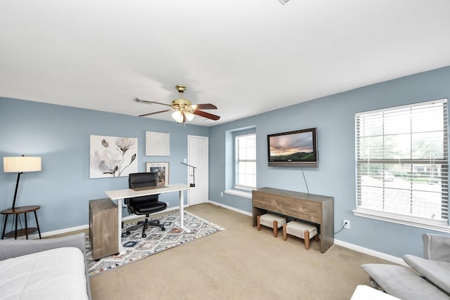 7619 Park Sage Ln, Cypress, TX 77433 - home office featuring carpet and ceiling fan