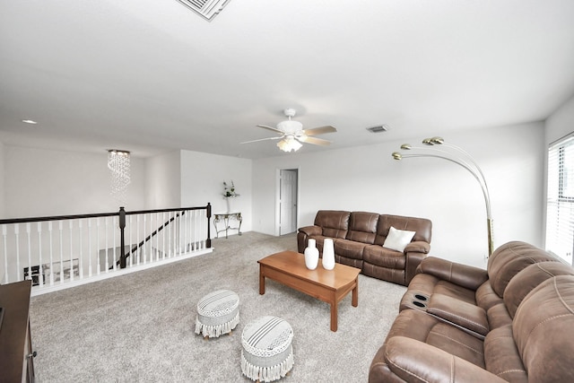 7619 Park Sage Ln, Cypress, TX 77433 - living room with carpet floors and a ceiling fan