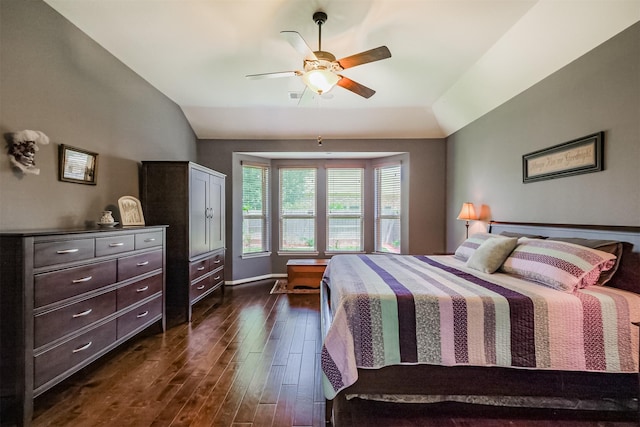 4507 Cinco Forest Trl, Katy, TX 77494 - bedroom with vaulted ceiling, dark wood-style flooring, and ceiling fan