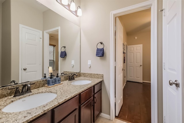 4507 Cinco Forest Trl, Katy, TX 77494 - bathroom with double vanity and wood finished floors