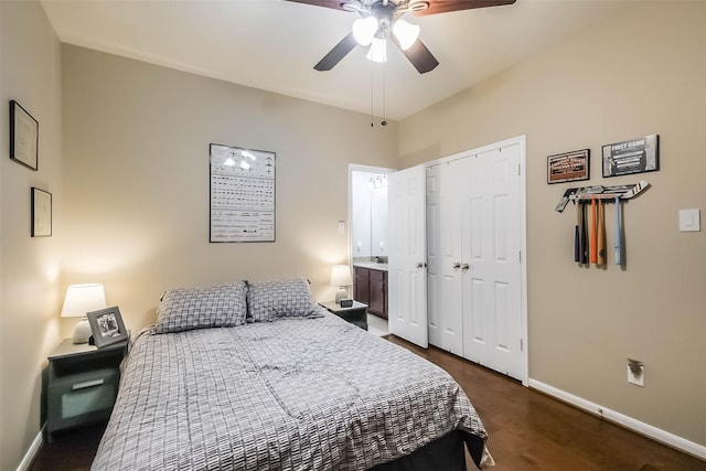 4507 Cinco Forest Trl, Katy, TX 77494 - bedroom with a closet, dark wood-type flooring, and ceiling fan