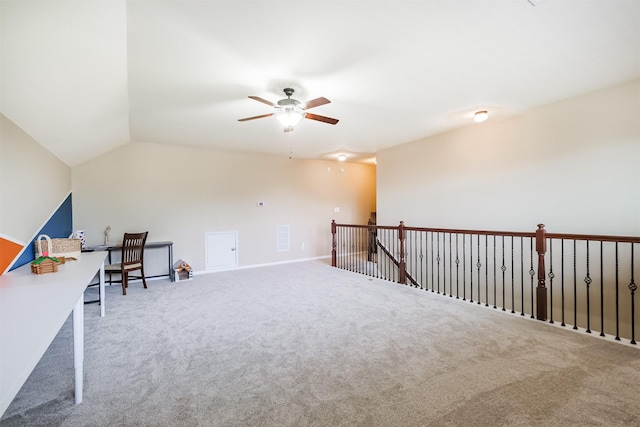 4507 Cinco Forest Trl, Katy, TX 77494 - additional living space with carpet, a ceiling fan, and vaulted ceiling