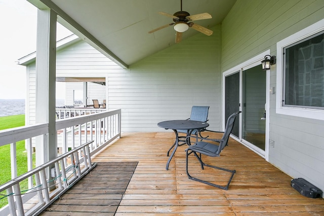 325 Carolcrest Ln Unit 3, Livingston, TX 77351 - deck with ceiling fan and a water view