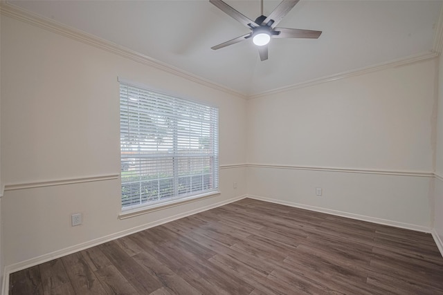 5515 Brookhollow Pines Ct, Houston, TX 77084 - spare room with dark wood-style floors, ceiling fan, and ornamental molding