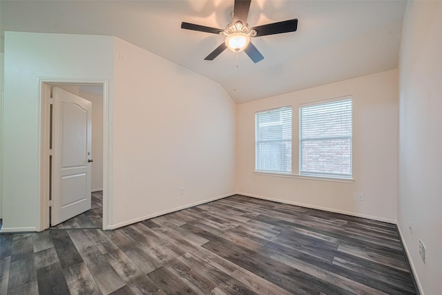 5515 Brookhollow Pines Ct, Houston, TX 77084 - empty room featuring dark wood finished floors, a ceiling fan, and lofted ceiling