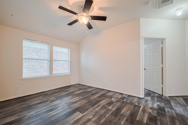 5515 Brookhollow Pines Ct, Houston, TX 77084 - spare room featuring dark wood-type flooring, a ceiling fan, lofted ceiling, and a smoke detector