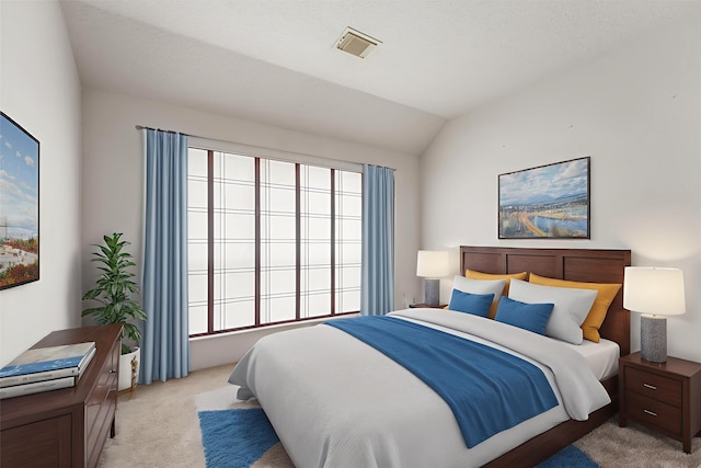 5723 Painted Trail Dr, Houston, TX 77084 - bedroom featuring light carpet and lofted ceiling