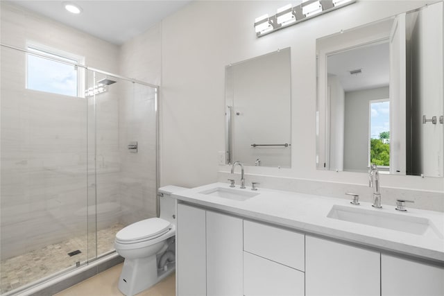 8205 Parnell St, Houston, TX 77051 - full bath with plenty of natural light, a stall shower, double vanity, and recessed lighting