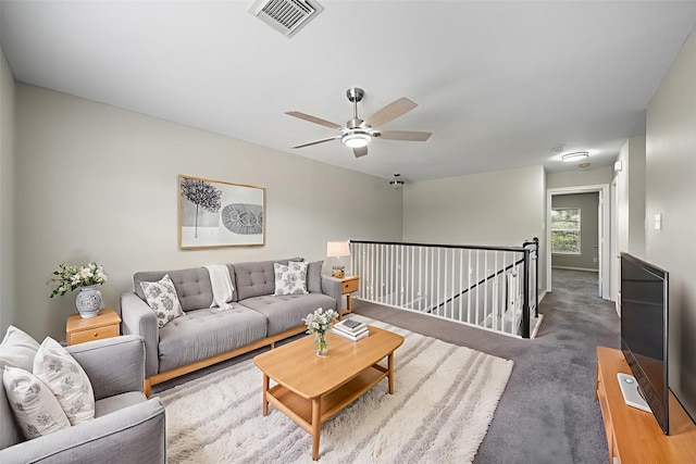 8342 Cassidy Creek Ct, Houston, TX 77095 - living area with a ceiling fan and carpet flooring