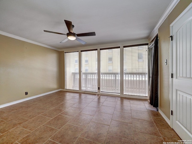 15002 Windward Dr Unit 207, Corpus Christi, TX 78418 - unfurnished room with a ceiling fan, crown molding, and tile patterned floors