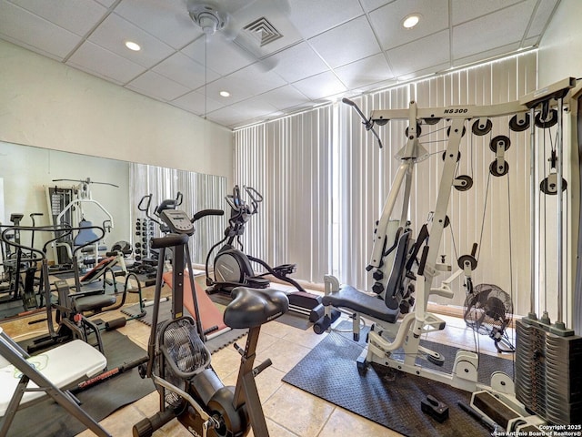 15002 Windward Dr Unit 207, Corpus Christi, TX 78418 - workout area with a paneled ceiling and recessed lighting