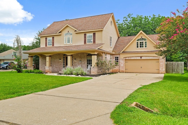33318 Winsford St, Fulshear, TX 77441 - view of front of home featuring a porch, brick siding, driveway, and a shingled roof