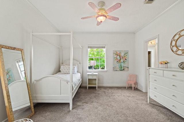 33318 Winsford St, Fulshear, TX 77441 - bedroom featuring crown molding, carpet floors, and ceiling fan