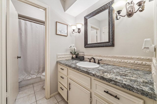 14615 Sunny Grove Dr, Houston, TX 77070 - bathroom with vanity, tile patterned flooring, and a shower with curtain