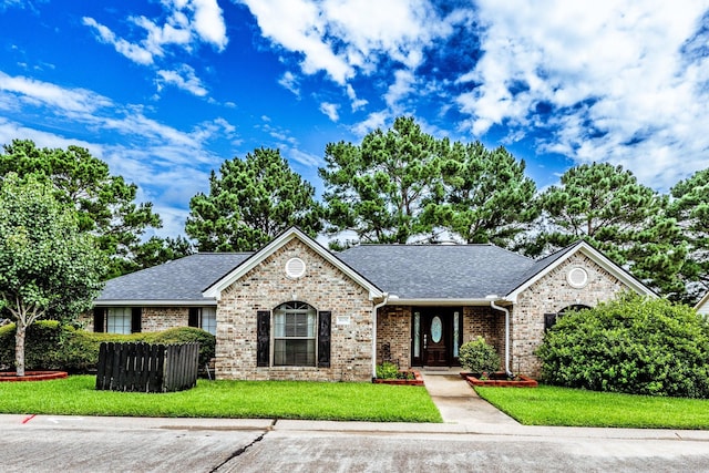 1608 Durham Dr, Huntsville, TX 77340 - single story home with a front yard, brick siding, and roof with shingles