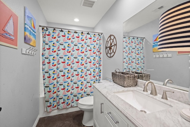 683 Cross Timbers, Livingston, TX 77351 - full bathroom featuring vanity, shower / bath combo with shower curtain, and recessed lighting