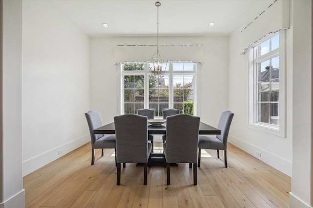 6626 Westchester Ave, West University Place, TX 77005 - dining room with a chandelier, light wood-style floors, and recessed lighting