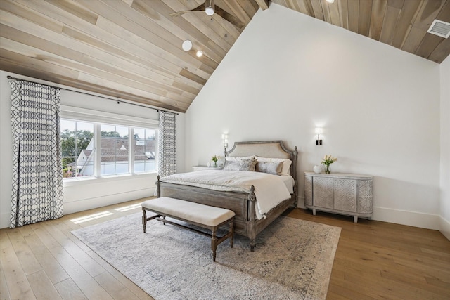 6626 Westchester Ave, West University Place, TX 77005 - bedroom featuring hardwood / wood-style flooring, a wood ceiling with exposed beams, recessed lighting, and high vaulted ceiling