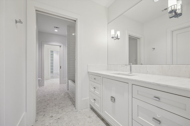 6626 Westchester Ave, West University Place, TX 77005 - bathroom with vanity, recessed lighting, and shower / bathtub combination