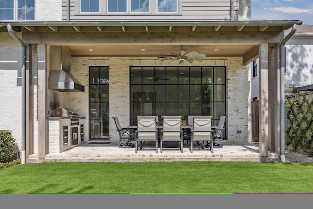 6626 Westchester Ave, West University Place, TX 77005 - view of patio featuring an outdoor kitchen and ceiling fan