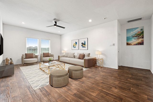 5122 Moonlit Garden Ln, Katy, TX 77449 - living room with wood finished floors, ceiling fan, and recessed lighting