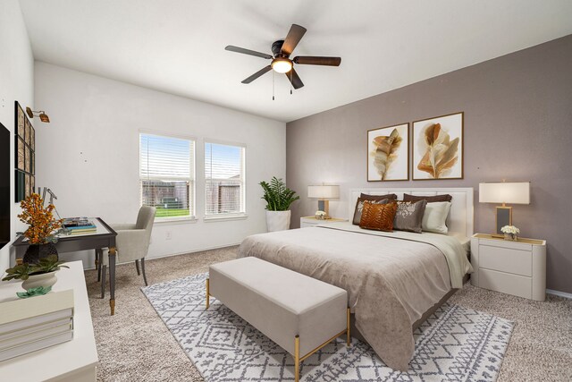 5122 Moonlit Garden Ln, Katy, TX 77449 - carpeted bedroom featuring baseboards and ceiling fan
